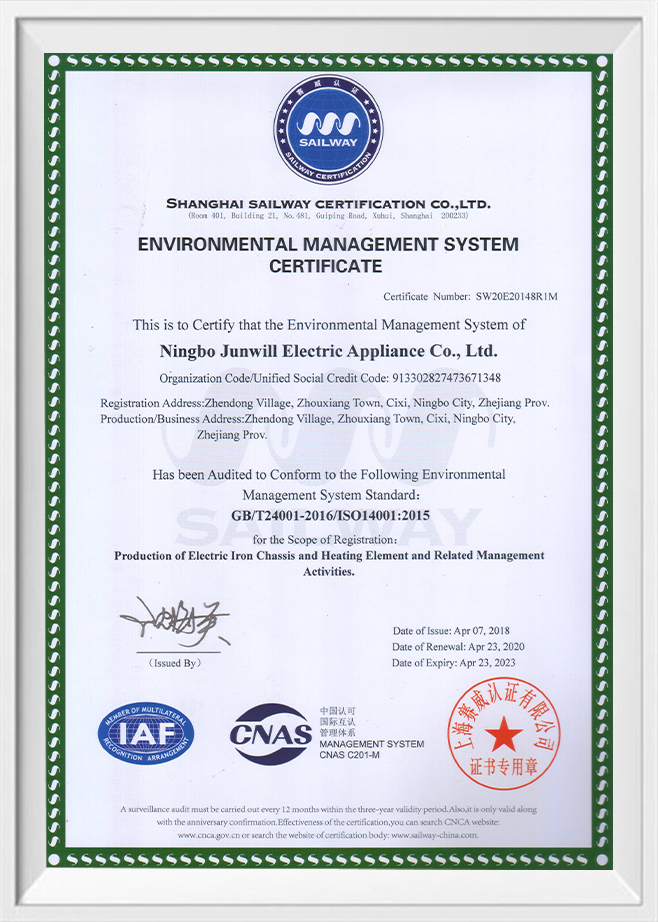 Certificat ISO14001